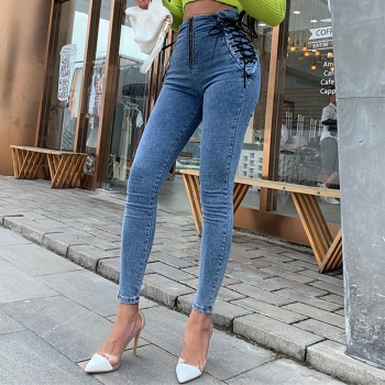 High Waist Jeans Bubble Butt Stretch Denim Pants Black Washed Slim Skinny Female Trousers 6