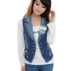 Detachable Pearl Beaded Women's Denim Vest Fashion Slim Waistcoat Vintage Zipper Button Jeans Sleeveless Jacket Veste Femme Coat 1