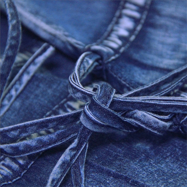 V-Neck A-Line Loose Denim Dresses  5