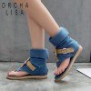 Blue Denim shoes woman buckle Gladiator Sandals Women Summer Jeans Boots western booties sandalias Plus Size 43 1