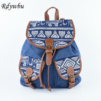 Fashion Cowboy Elephant Animal Printing Denim Backpacks  1