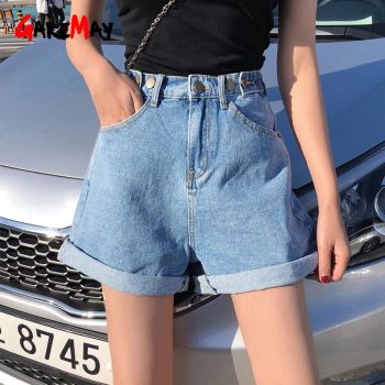 Denim Shorts Classic Vintage High Waist Blue Wide Leg Female Caual Summer Ladies Shorts Jeans For Women 1