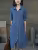 New Korea Fashion Summer Short Sleeve Women Denim Cardigan Dress Ladies Womens Loose Dresses Casual Cardigans Cotton Long Dress 1