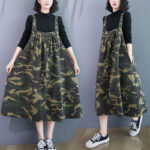 Harajuku 2020 Streetwear Fall New Loose Denim Suspender Dress Women’s Plus Size Retro Camouflage Clothes Lady Shirt Elbise y513 1