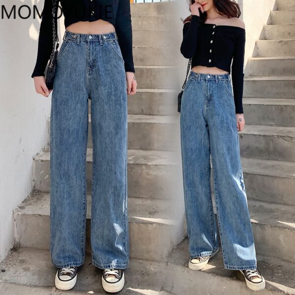 streetwear high waist women's fashion jeans woman girls women wide leg pants trousers female trousers denim bagge mom jeans 3