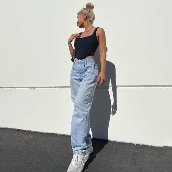 Hip Butterfly Print Harajuku Fashion y2k Jeans Women Streetwear Casual Baggy Straight High Waist Mom Denim Oversize 90s Iamhotty 3