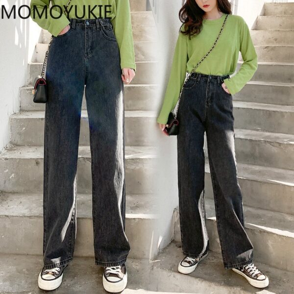 streetwear high waist women's fashion jeans woman girls women wide leg pants trousers female trousers denim bagge mom jeans 2
