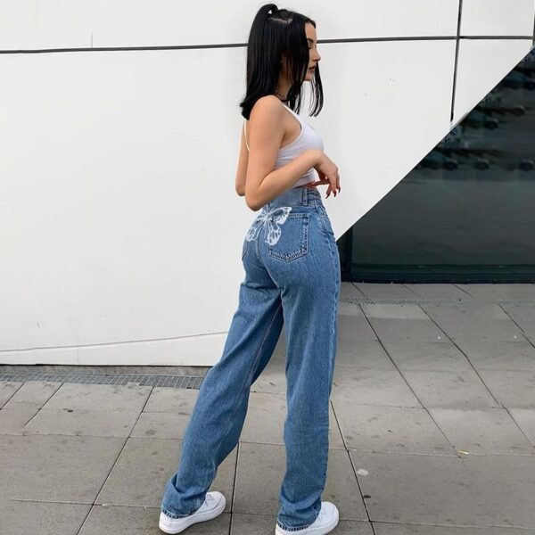 Hip Butterfly Print Harajuku Fashion y2k Jeans Women Streetwear Casual Baggy Straight High Waist Mom Denim Oversize 90s Iamhotty 5