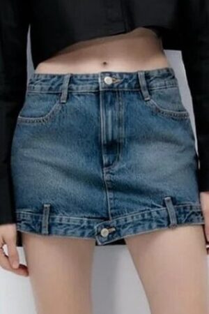 Blue jean high waist denim mini skirt streetwear sexy fahsion