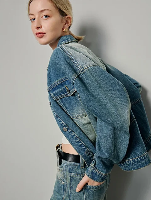 TOYOUTH 2024 Jeans Jacket Jacket Women Single Breasted Office Lady Denim Coats 3