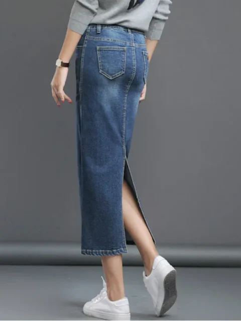 Open Side Skirt for Women High Waist Denim Skirts Women's Long Jeans Skirt Female Pencil Skirt Ladies Maxi Jeans Skirts Faldas 1