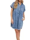 Loose Mini Denim Shirt Dress Short Sleeve 3