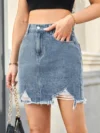 Denim Cargo Mini Skirt Women 2024 Summer High Waist Bag Hip Skirts Female Sexy Skinny Pocket Anti-Glare Short Skirts 1