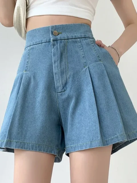 High Waist Casual Denim Shorts Women New Arrival 2024 Summer Korean Style Solid Color Basics Female Short Jeans W1712 1