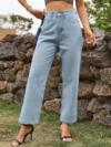Mid Waist Slim Straight Split Bootcut Legs Relaxed Fit Jeans 1