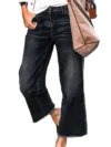 Mid Rise Wide Leg Raw Hem Bootcut Jeans 2
